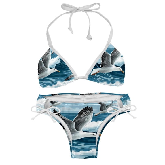 Seagull Swimsuit Bikini Set with Detachable Sponge and Adjustable Strap, Two-Pack, for Beach and Pool Parties