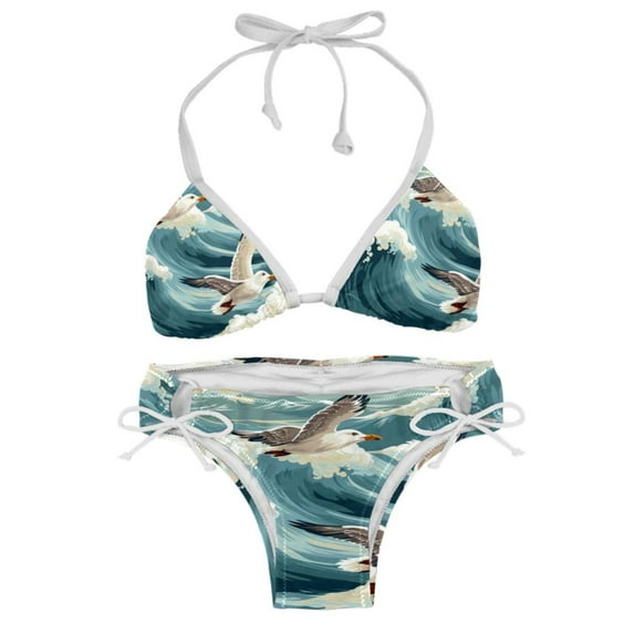 Seagull Swimsuit Bikini Set with Detachable Sponge and Adjustable Strap, Two-Pack for Swimming Pool and Beach Parties