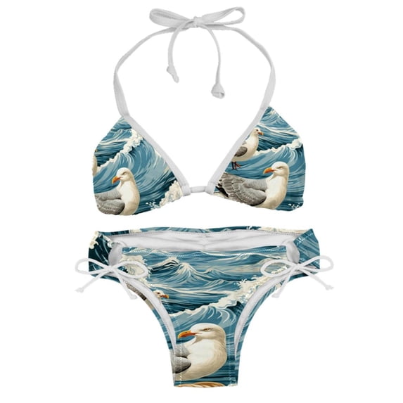 Seagull Swimsuit Women Bikini Set with Detachable Sponge & Adjustable Strap, Two-Pack Ideal for Beach & Pool Parties