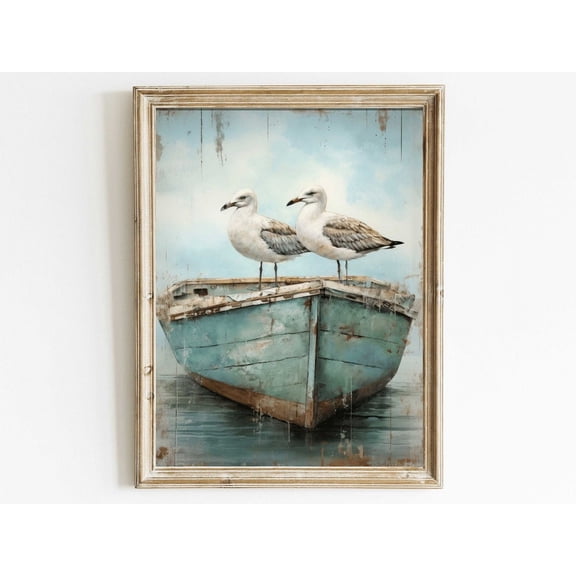 Seagull Wall Art, Sea Bird Art, Sea Gull Print, Row Boat Wall Art, Sea & Coastal Landscape Decor, Nautical Home Decor, Art Wall Art, Modern Wall Decor, 8x12 UNFRAMED