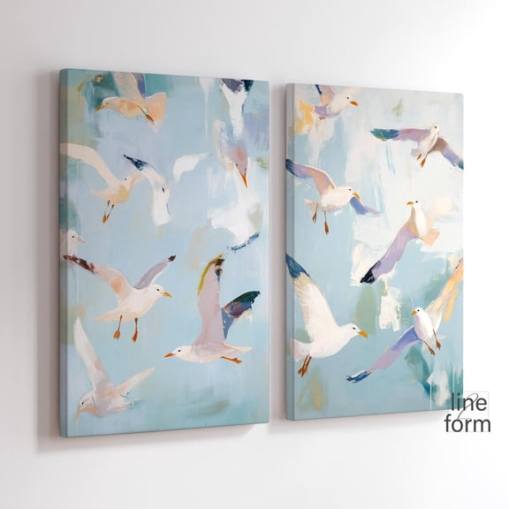 Seagull Wall Art Set Hamptons Style Birds Print Home Decor Office Wall Art Set 2