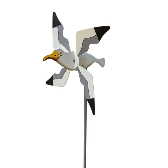 Seagull Windmill Garden Stake Flying Bird Pinwheel Decor Metal Rod Dynamic Wind Spinner Ornaments for Backyard Patio Lawn 9.45x33.07in