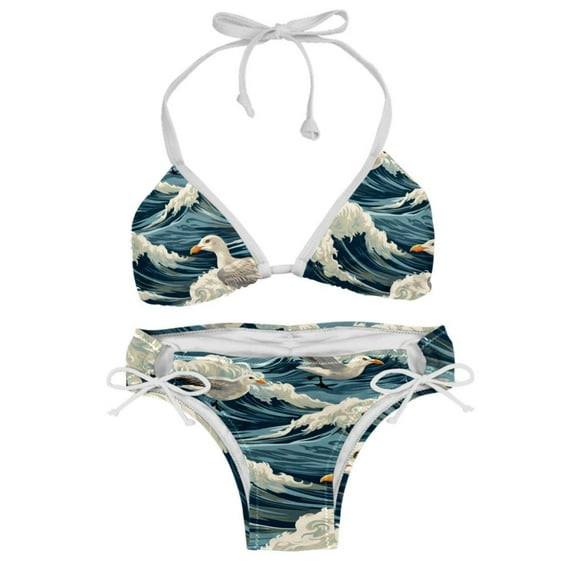 Seagull Women's Detachable Sponge Adjustable Strap Bikini Set - 2 Pack, Beach Pool Swimwear