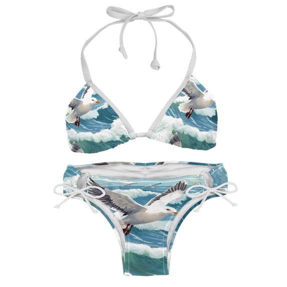 Seagull Women's Detachable Sponge Adjustable Strap Bikini Set Swim Suit Two-Pack