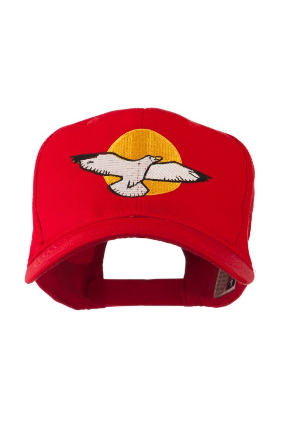 Seagull with Sun Embroidered Cap - Red OSFM