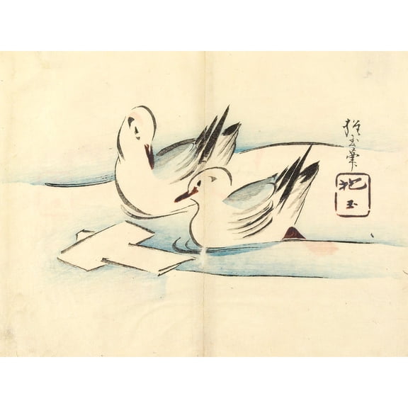 Seagulls 1830s Yamada Hogyoku Extra Large XL Wall Art Poster Print