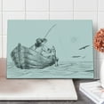 thumbnail image 1 of Seagulls Cutting Board, Fisherman with Hat in Boat on Sunny Day Pencil Sketch Styled Illustration, Decorative Tempered Glass Cutting and Serving Board, Large Size, Charcoal Grey White, by Ambesonne, 1 of 1