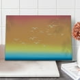 thumbnail image 1 of Seagulls Cutting Board, Tropical Island Sunset Print with Setting Sun Sea Palm Trees and Birds in Flight, Decorative Tempered Glass Cutting and Serving Board, Large Size, Multicolor, by Ambesonne, 1 of 1