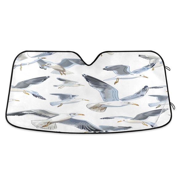 Seagulls Flying Car Windshield Sun Shade Foldable Car Front Window Visor Heat and UV Protection 53x23.5