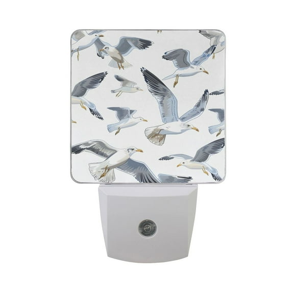 Seagulls Flying Night Light 2 Pack LED Nightlight Plug into Wall Dusk to Dawn Sensor Soft White