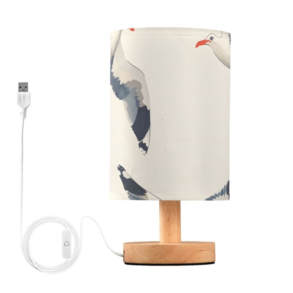 Seagulls Hand Painted Style Table Lamp with USB Port LED Warm Light Lamp Night Light Home Decor