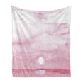 thumbnail image 1 of Seagulls Soft Flannel Fleece Throw Blanket, Sunrise by the Beachside Birds Flying Towards Horizon Watercolor Style, Cozy Plush for Indoor and Outdoor Use, 70" x 90", Pink White, by Ambesonne, 1 of 6