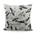 thumbnail image 1 of Seagulls Throw Pillow Cushion Case, Monochrome Sketch Art Style Flying Birds Pattern Seabirds Romantic Sea Themed, Decorative Square Accent Pillow Cover,  Black White, 1 of 5