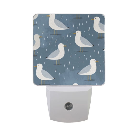 Seagulls and Raindrops Cartoon LED Night Light Sensor Lamp Plug-in Adjustable Brightness 2 Pack