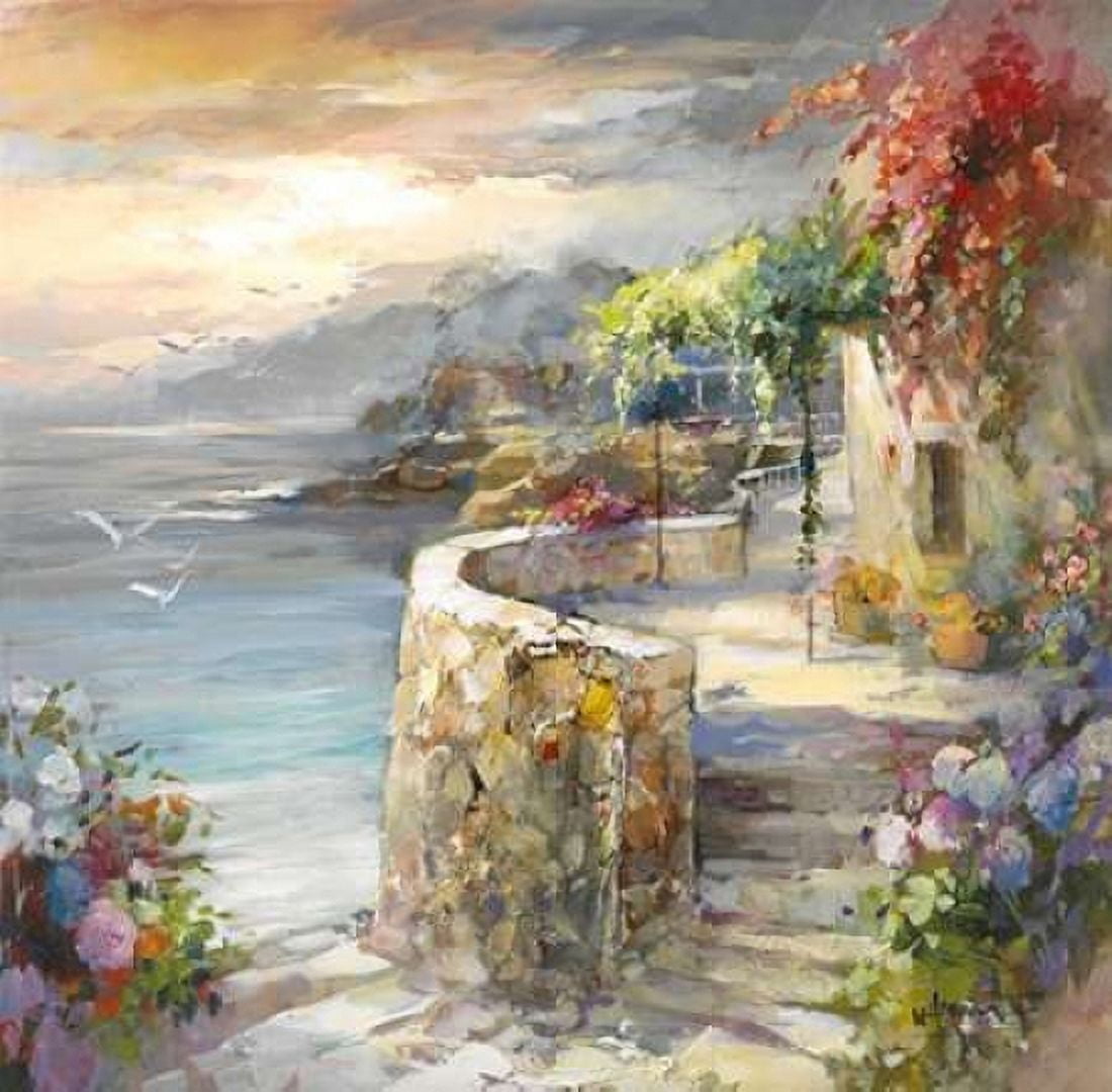 Seagulls and sunset Canvas Art - Willem Haenraets (24 x 24)