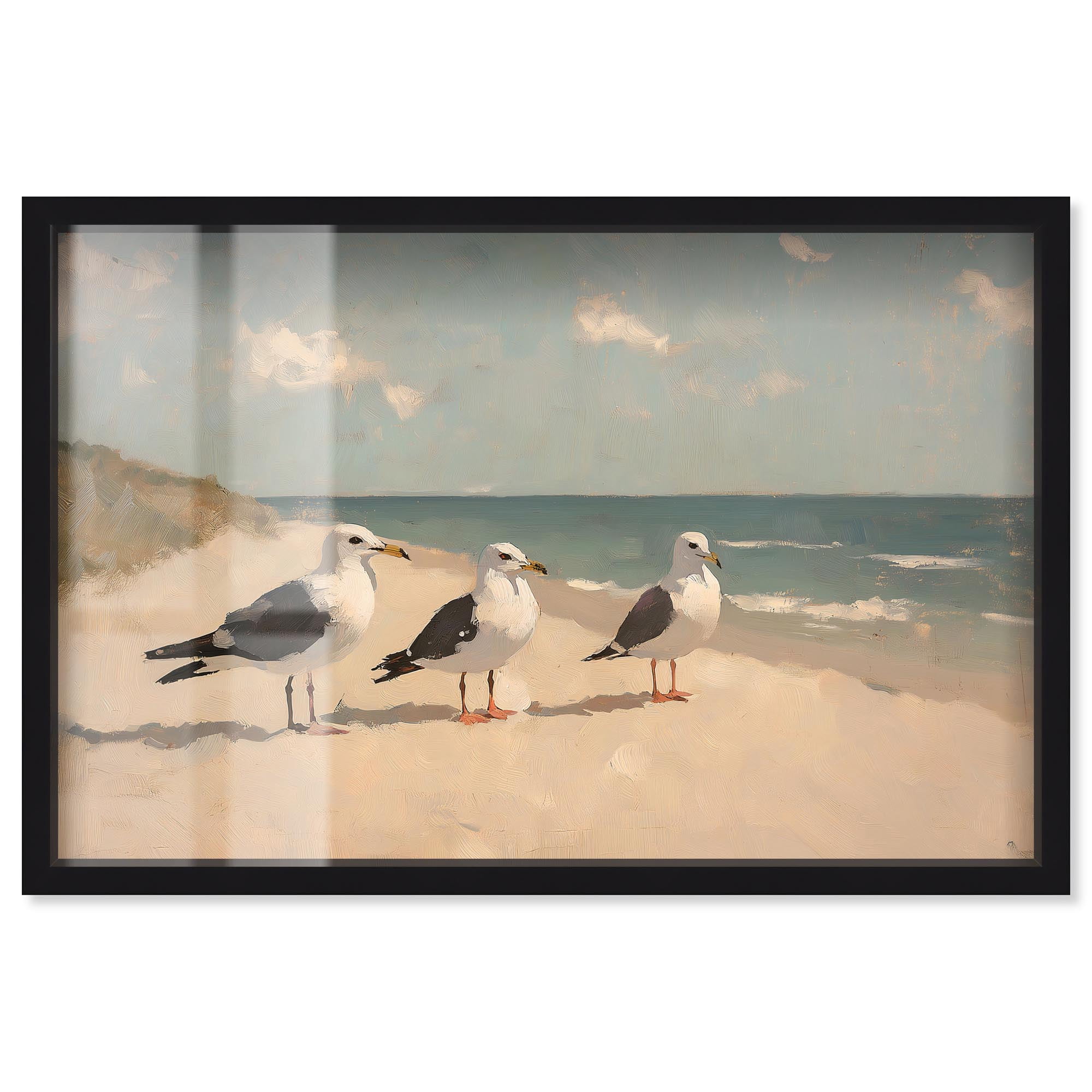 Seagulls at the Beach I Shadowbox Print Coastal Art by Art Remedy ...