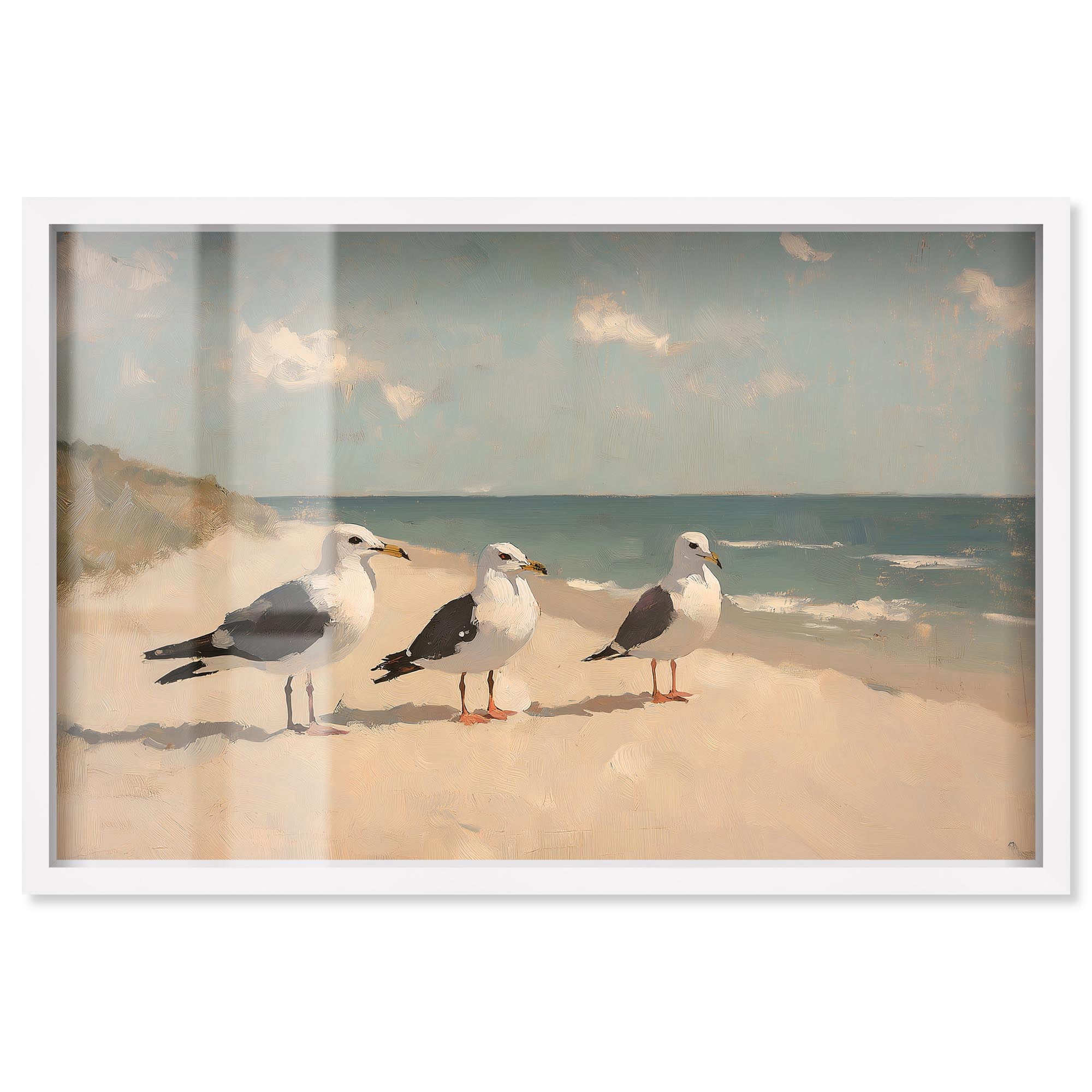 Seagulls at the Beach I Shadowbox Print Coastal Art by Art Remedy ...