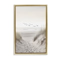 thumbnail image 1 of Seagulls over Sandy Footprints Gold Framed Floater Canvas Wall Art, design by Decent Exposures, 1 of 10