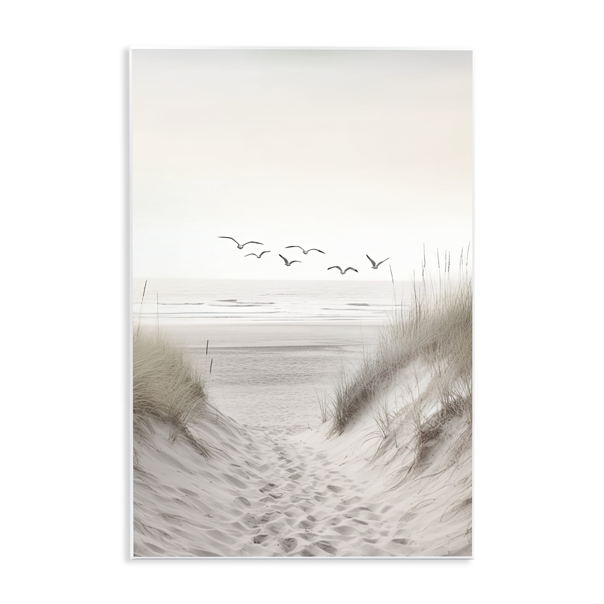 Seagulls over Sandy Footprints Wall Plaque Art, design by Decent Exposures