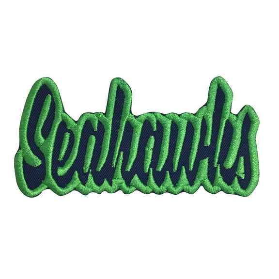 Seahawks - Navy Blue/Action Green - Team Mascot - Words/Names - Iron on Applique/Embroidered Patch