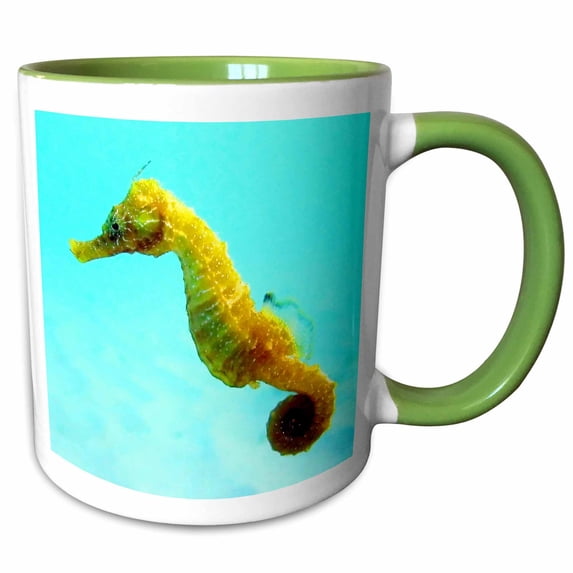 3drose, Seahorse., 15oz Two-tone Green Mug