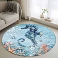 thumbnail image 1 of Seahorse 4FT Round Area Rugs for Living Room Coral Starfish Ocean Coastal Ultra-Thin Non-Slip Round Rugs Machine Washable Low Pile Circle Carpet for Bedroom Kitchen Nursery, 1 of 9