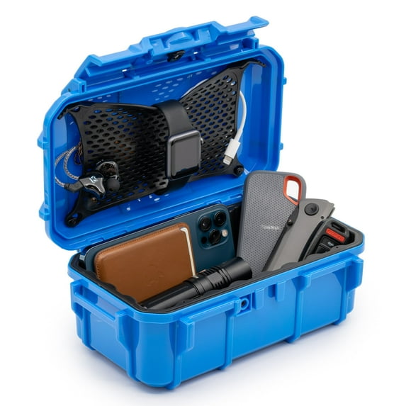 Seahorse 57 Portable Waterproof Dry Box Protective Case - Travel Safe / Mil Spec / IP67 Waterproof / USA Made - for Cameras, Action Cams, Ammunition, Rifle Ammo, Marine (Blue)