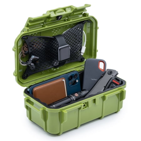 Seahorse 57 Portable Waterproof Dry Box Protective Case - Travel Safe / Mil Spec / IP67 Waterproof / USA Made - for Cameras, Action Cams, Ammunition, Rifle Ammo, Marine (Green)
