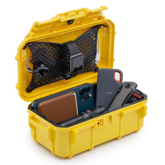Seahorse 57 Portable Waterproof Dry Box Protective Case - Travel Safe / Mil Spec / IP67 Waterproof / USA Made - for Cameras, Action Cams, Ammunition, Rifle Ammo, Marine (Yellow)