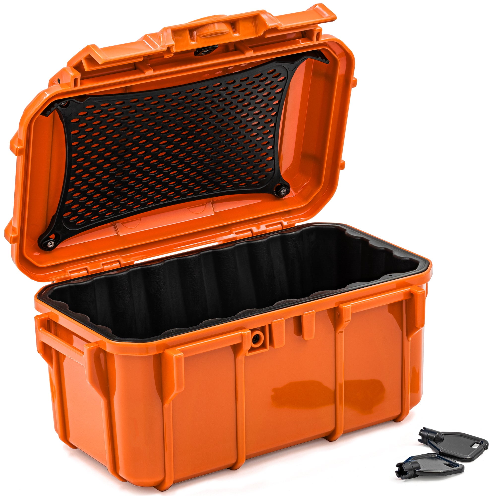 Seahorse 58 Portable Waterproof Dry Box Protective Case - Travel Safe / Mil Spec / IP67 Waterproof / USA Made - for Ammunition, Rifle Ammo, Pistols, Smell Proof Box (Orange)