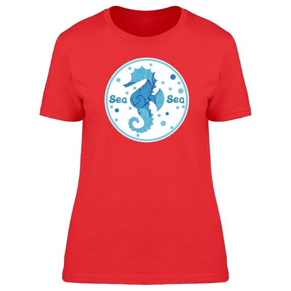 Seahorse And Bubbles Label T-Shirt Women -Image by Shutterstock, Female Small