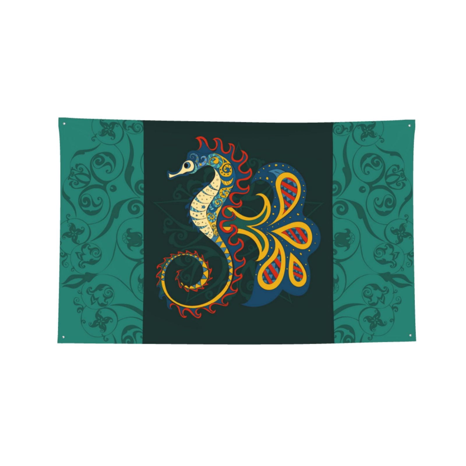 Seahorse Arts Sea Horse Hippocampus Four Hole Decorated Banner Flag for Garden Yard Home Decoration Indoor Outdoor 4x6 Ft
