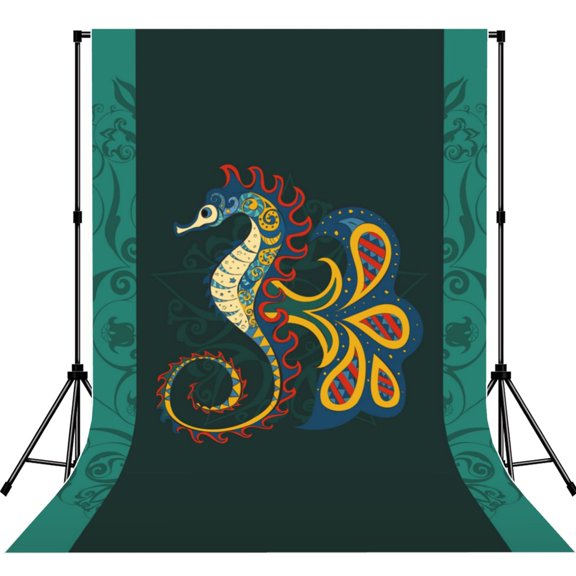 Seahorse Arts Sea Horse Hippocampus Photography Backdrop 5x7Ft Background for Photo Studio Video Recording Birthday Party Wedding Home Decor