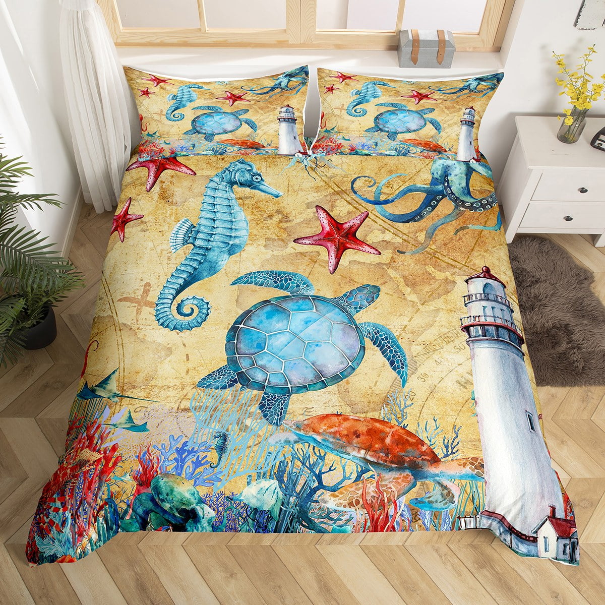 Seahorse Bedding Set for Kids Child Boys Girls,Octopus Tentacles Sea ...