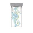 thumbnail image 1 of Seahorse Bedding Set with Sheet & Covers, Sea Animal Creature in a Creative Design Illustration Print, Printed Bedroom Decor 2 Shams, 4 Sizes, Pale Blue Green, by Ambesonne, 1 of 3
