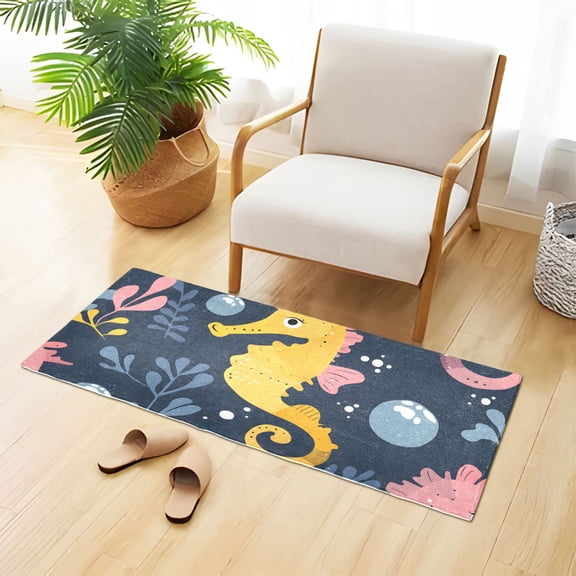 Seahorse Bubble Bathroom Rug 39x20 Non Slip Quick Dry Washable Bathroom Mats for Bedroom Living Room Kitchen