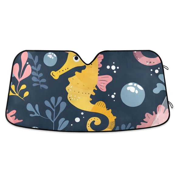 Seahorse Bubble Car Windshield Sun Shade Reflector Sunshade Foldable for Front Keeps Vehicle Cool