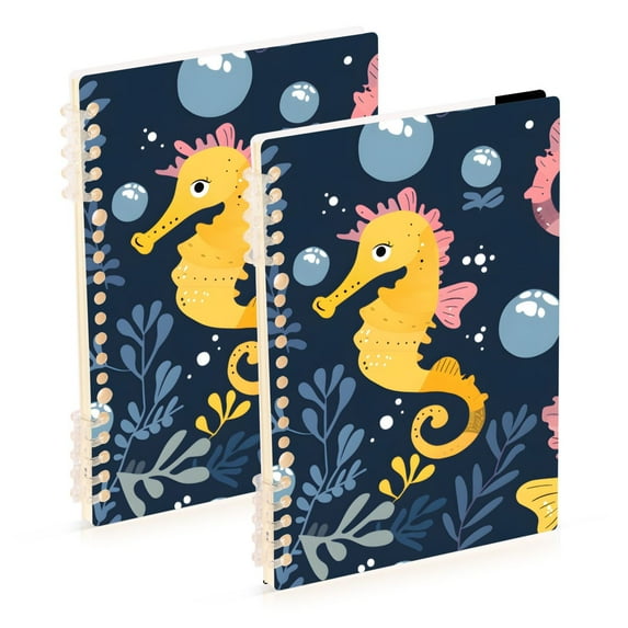 Seahorse Bubble Ring Binder Notebook Journey Note Diary College Ruled Spiral Notebook Study Loose Leaf Paper A5 60 Pages