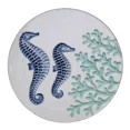 thumbnail image 1 of Seahorse Ceramic Trivet Plate Coral Design Sealife Ocean Kitchen Appetizer Food, 1 of 3