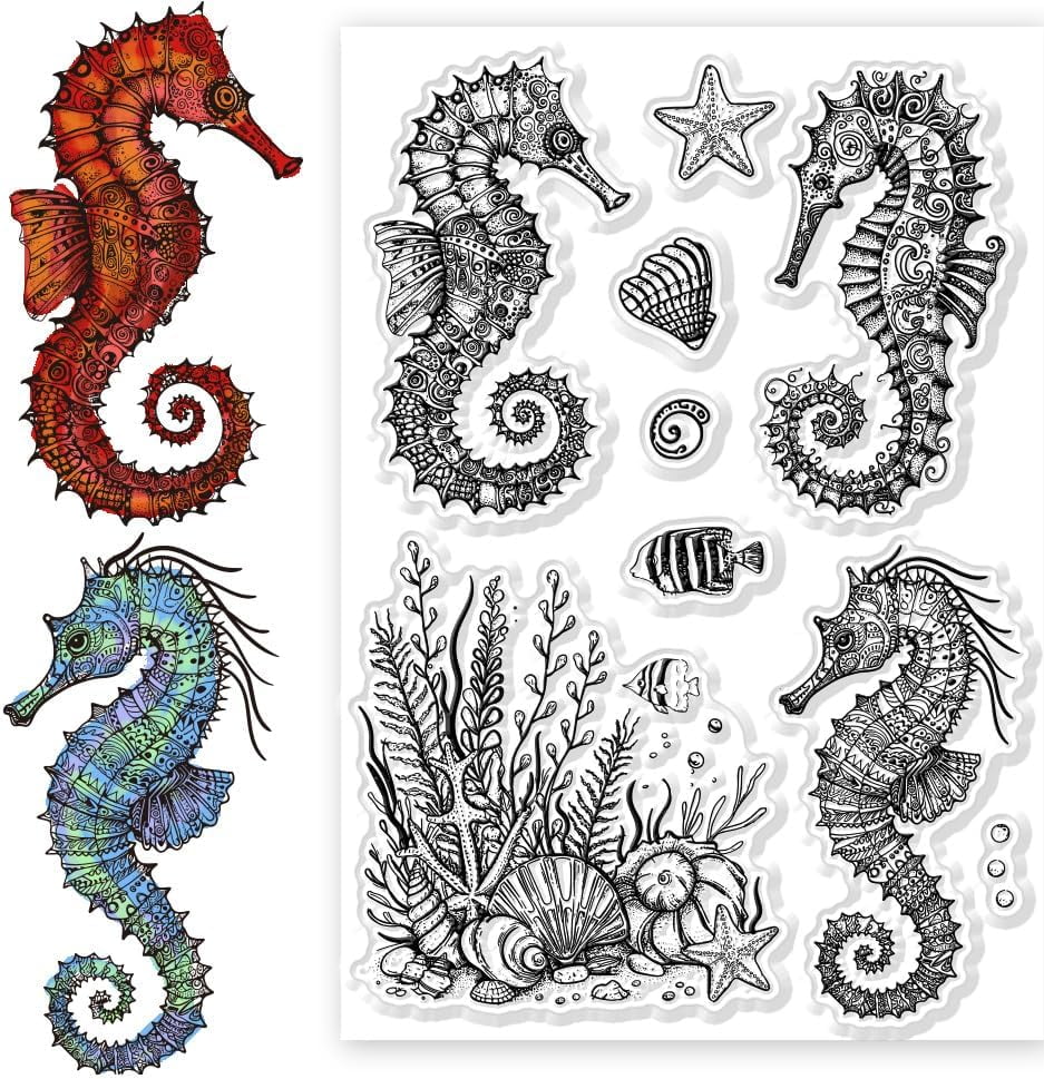 Seahorse Clear Stamps Transparent Silicone Stamp Sea Animals Shells ...