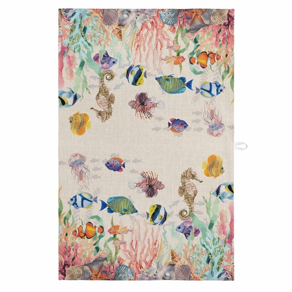 Seahorse Coastal 1 Pack Kitchen Towel, Water Absorbent Dish Towel, Nautical Ocean Summer Beach Coral Rustic Decorative Hand Towels - Quick Drying Cloth for Cooking Baking, 18x28 Inch