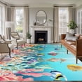 thumbnail image 1 of Seahorse Coastal Area Rugs 6'x9', Small Throw Rugs for Kitchen Dining room, Nautical Ocean Summer Blue Teal Coral Shell Indoor Outdoor Rug Non-Slip Low Pile Carpet Runner Reversible Floor Mats, 1 of 8