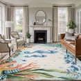 thumbnail image 1 of Seahorse Coastal Area Rugs 6'x9', Washable Small Throw Rugs for Kitchen Dining room, Summer Nautical Starfish Coral Beige Indoor Outdoor Rug Non-Slip Low Pile Carpet Runner Reversible Floor Mats, 1 of 8