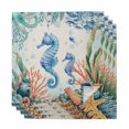 thumbnail image 1 of Seahorse Coastal Cloth Napkins, Summer Nautical Starfish Coral Beige Washable and Reusable Dinner Napkins Set of 4, Table Napkin for Kitchen Party Birthday Wedding Hotel Housewarming 20"x20", 1 of 9