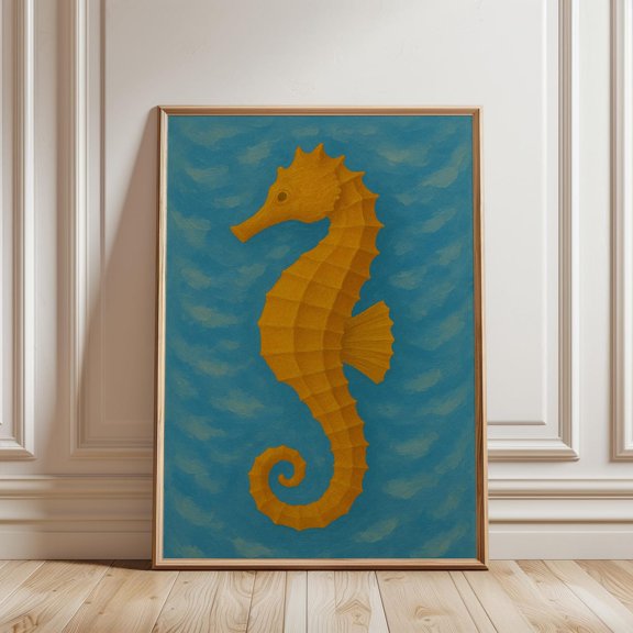 Seahorse Coastal Ocean Animal Nautical Sea Life Travel Destination Wall Art Unframed Paper Print