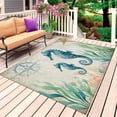 thumbnail image 1 of Seahorse Coastal Outdoor Rug for Patio/Deck/Porch, Non-Slip Large Area Rug 5 x 8 Ft, Vintage Nautical Ocean Starfish Compass Indoor Outdoor Rugs Washable Area Rugs, Camping Rug Carpet Runner, 1 of 8