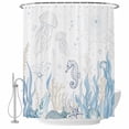 thumbnail image 1 of Seahorse Coastal Shower Curtain Set - Small 36" x 72" Washable Bathtub Curtain with 12 Hooks, Summer Beach Ocean Nautical Coral Waterproof Fabric Stall Shower Curtains for Bathroom/Bathtub Décor, 1 of 6