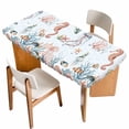 thumbnail image 1 of Seahorse Coastal Table Cloths for 3 Foot Rectangle Tables, Summer Beach Ocean Shell Jellyfish Starfish Patio Waterproof Elastic Fitted Tablecloths, Washable Rectangular Table Cover for Camping, 1 of 8