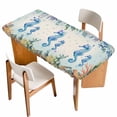 thumbnail image 1 of Seahorse Coastal Table Cloths for 4 Foot Rectangle Tables, Summer Nautical Starfish Coral Beige Patio Waterproof Elastic Fitted Tablecloths, Washable Rectangular Table Cover for Camping, 1 of 8