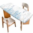 thumbnail image 1 of Seahorse Coastal Table Cloths for 8 Foot Rectangle Tables, Summer Beach Ocean Nautical Coral Patio Waterproof Elastic Fitted Tablecloths, Washable Rectangular Table Cover for Camping, 1 of 8